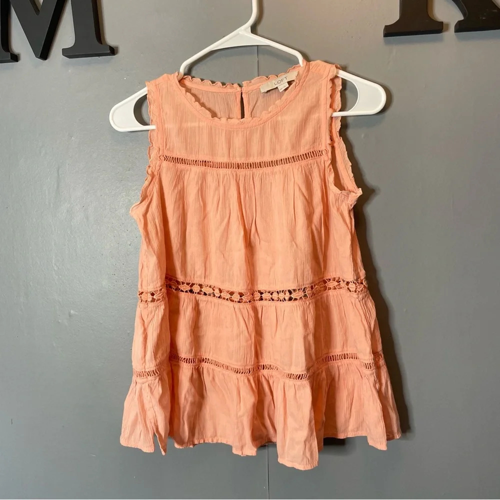 Loft peach peplum tank top women’s size xxsp